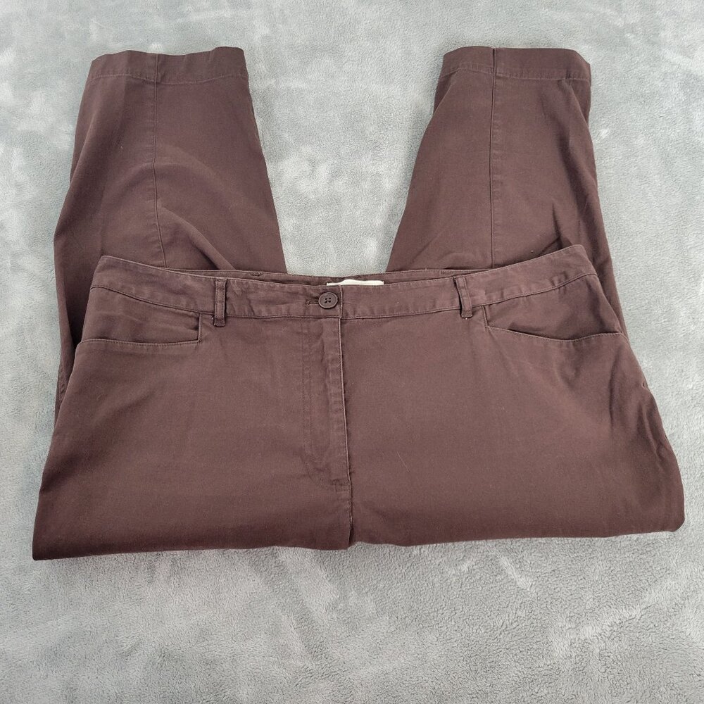 Talbots Women's 16W Brown Cotton Blend Capri Pants Straight Leg BRO36E